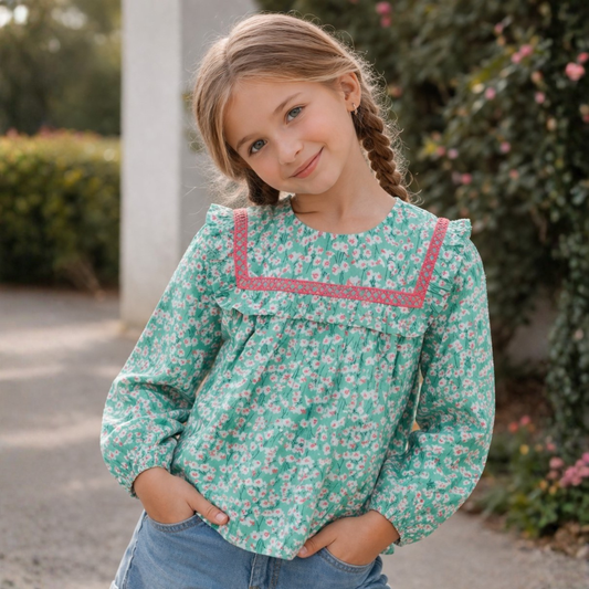 100% Cotton Full Sleeves Floral Print Top