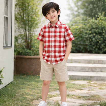 100% Cotton Half Sleeves Check Shirt