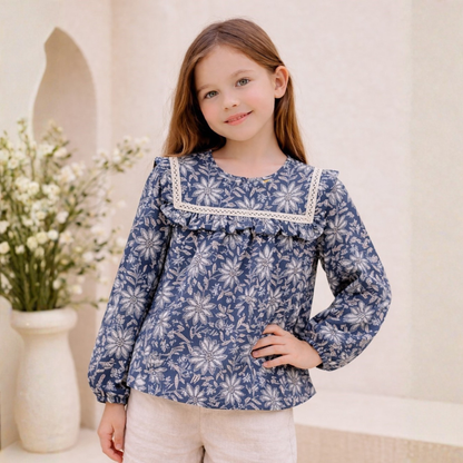 100% Cotton Full Sleeves Floral Print Top