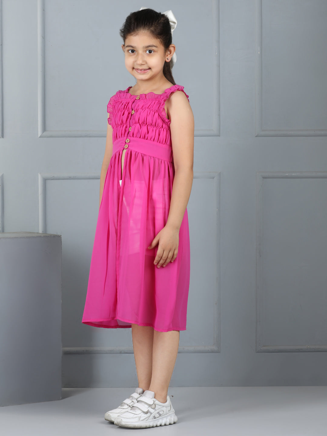 Aww Hunnie Georgette Sleeveless Top & Cotton Twill Shorts Set – Premium Kidswear, Calf-Length Chic