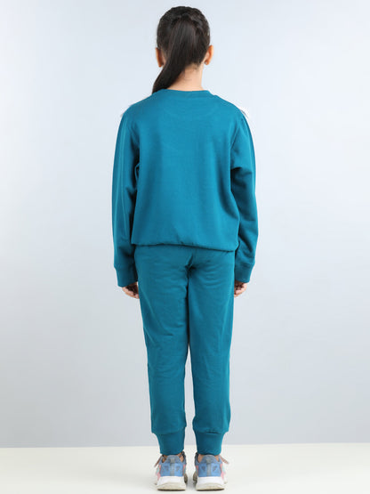 Full Sleeves Frill Detailed & Lace Embellished Autumn Winter Wear Sweatshirt With Side Pockets Lower