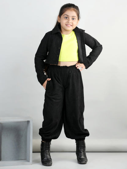 Corduroy Full Sleeves Solid Shirt With Tee & Joggers