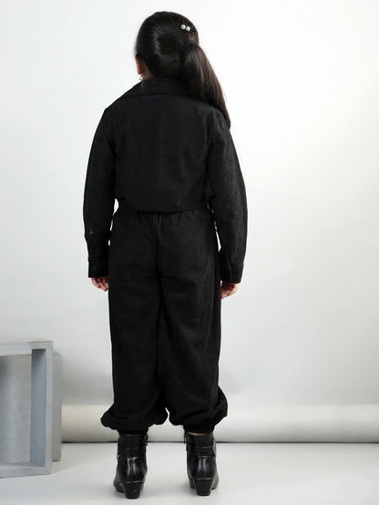 Corduroy Full Sleeves Solid Shirt With Tee & Joggers
