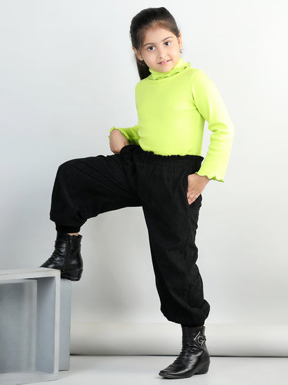 Corduroy Full Sleeves High Neck Tee With 2 Side Pocket Joggers For Autumn & Winter