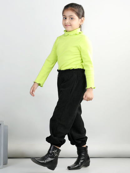 Corduroy Full Sleeves High Neck Tee With 2 Side Pocket Joggers For Autumn & Winter