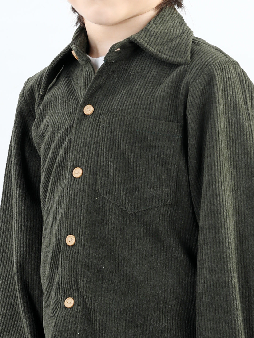 Corduroy Full Sleeves Shirt With 2 Side Pocket Joggers For Autumn & Winter