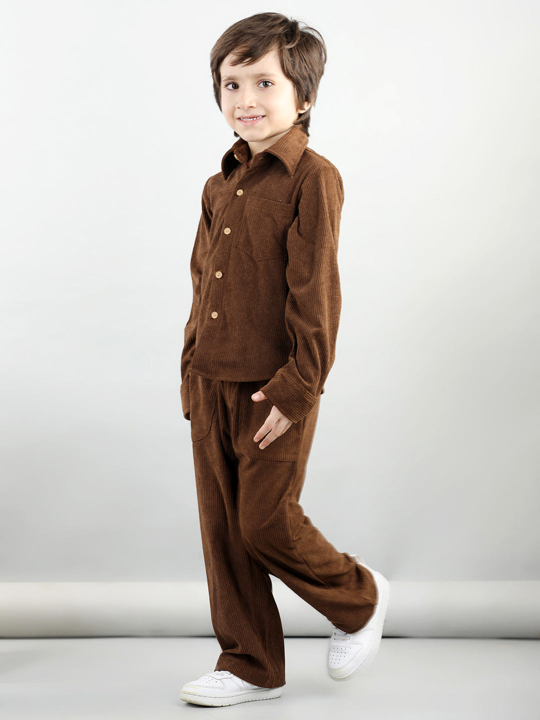 Corduroy Full Sleeves Shirt With 2 Side Pocket Joggers For Autumn & Winter