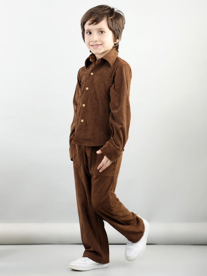 Corduroy Full Sleeves Shirt With 2 Side Pocket Joggers For Autumn & Winter