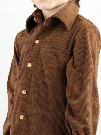 Corduroy Full Sleeves Shirt With 2 Side Pocket Joggers For Autumn & Winter