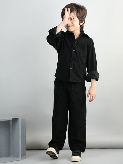 Corduroy Full Sleeves Shirt With 2 Side Pocket Joggers For Autumn & Winter