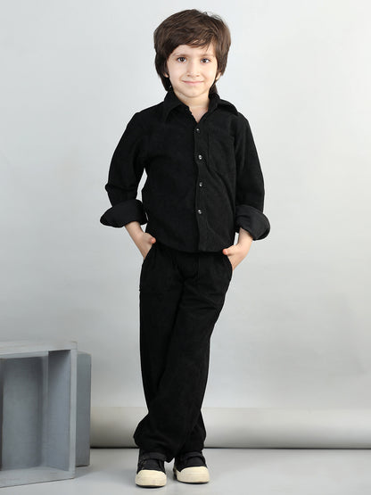 Corduroy Full Sleeves Shirt With 2 Side Pocket Joggers For Autumn & Winter