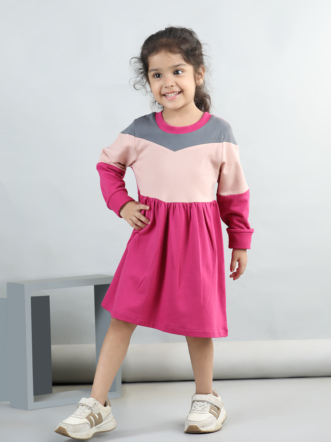 Full Sleeves Colour Block Dress