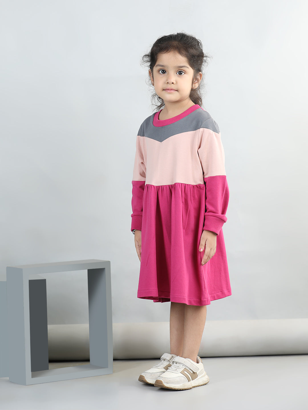 Full Sleeves Colour Block Dress