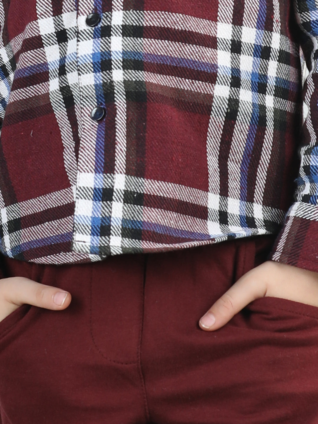 Woollen Blend Full Sleeves Checked Shirt With Solid Joggers