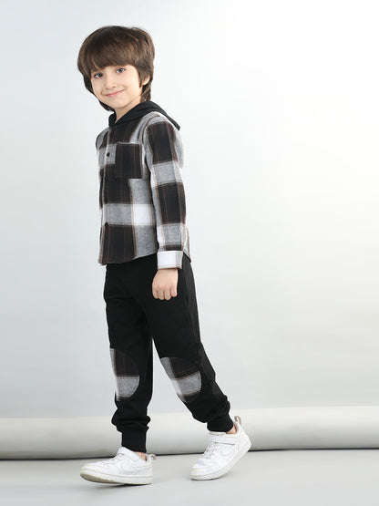 Woollen Blend Full Sleeves Checked Shirt With Solid Joggers