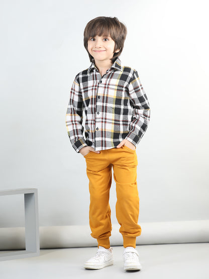 Woollen Blend Full Sleeves Checked Shirt With Solid Joggers