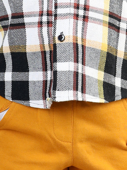 Woollen Blend Full Sleeves Checked Shirt With Solid Joggers