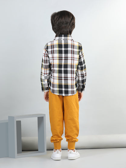 Woollen Blend Full Sleeves Checked Shirt With Solid Joggers