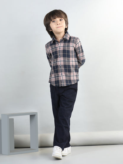 Woollen Blend Full Sleeves Checked Shirt With Solid Joggers