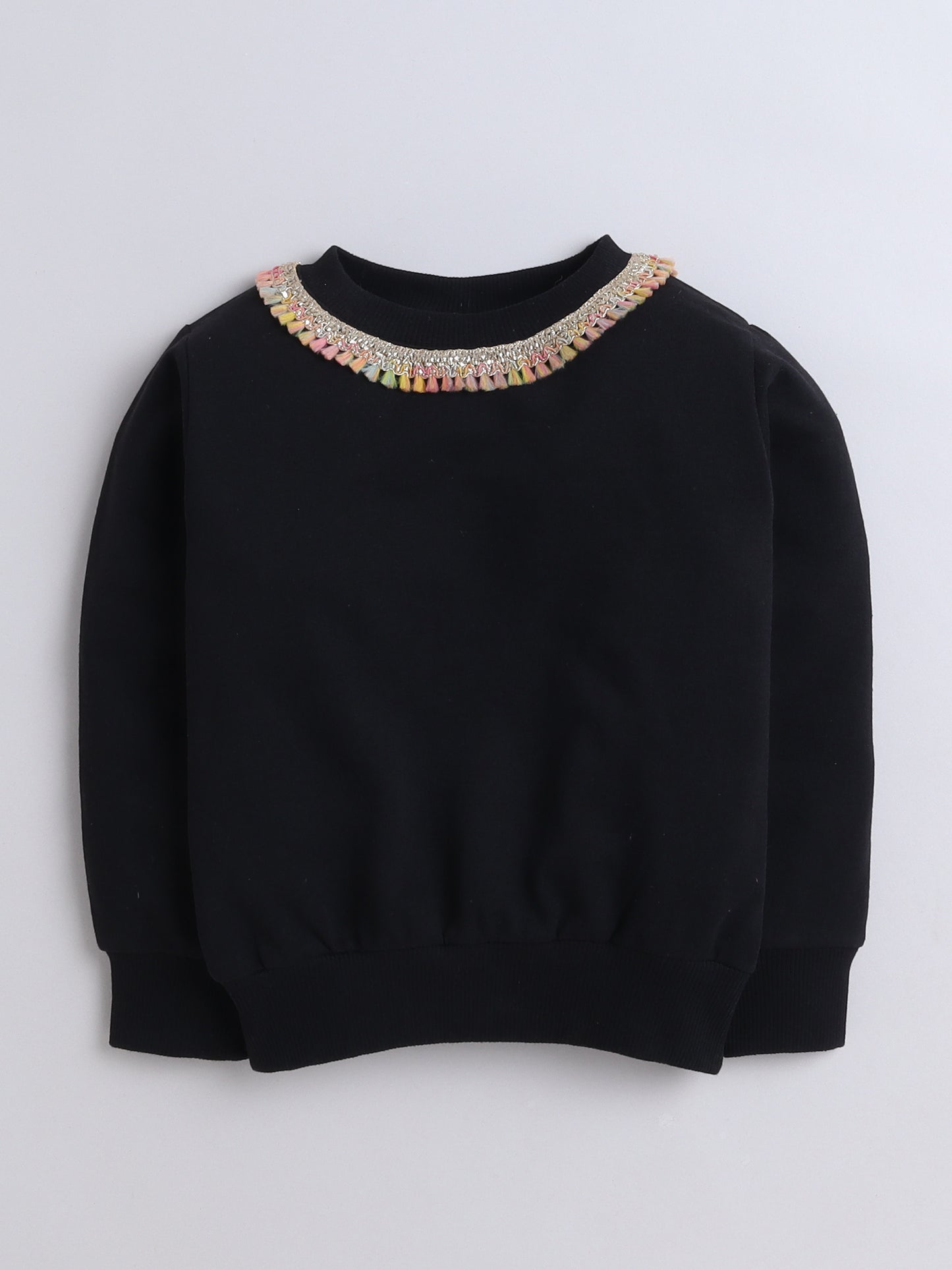 Cotton Terry With Lace Work On Neck Sweatshirt