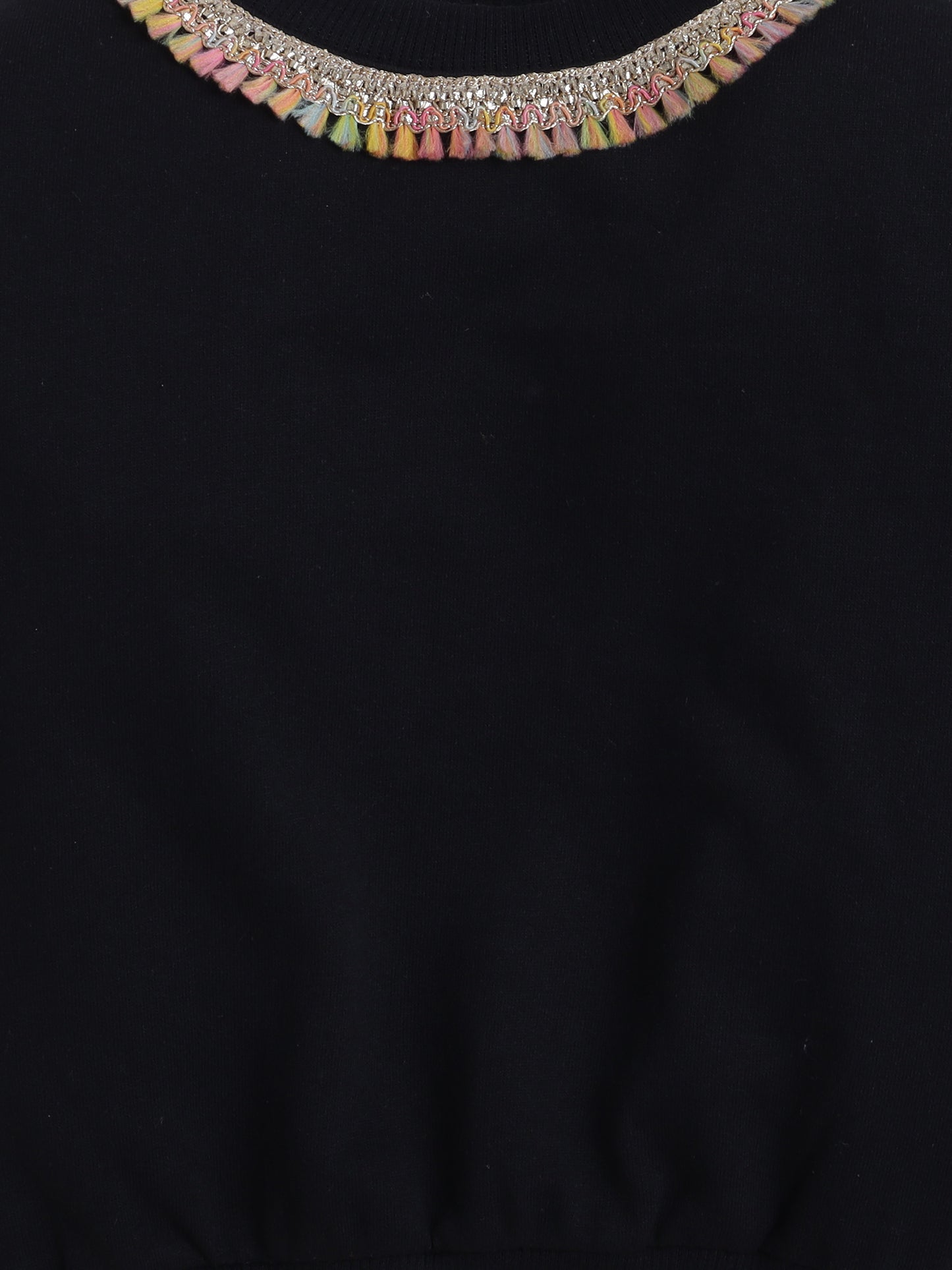 Cotton Terry With Lace Work On Neck Sweatshirt