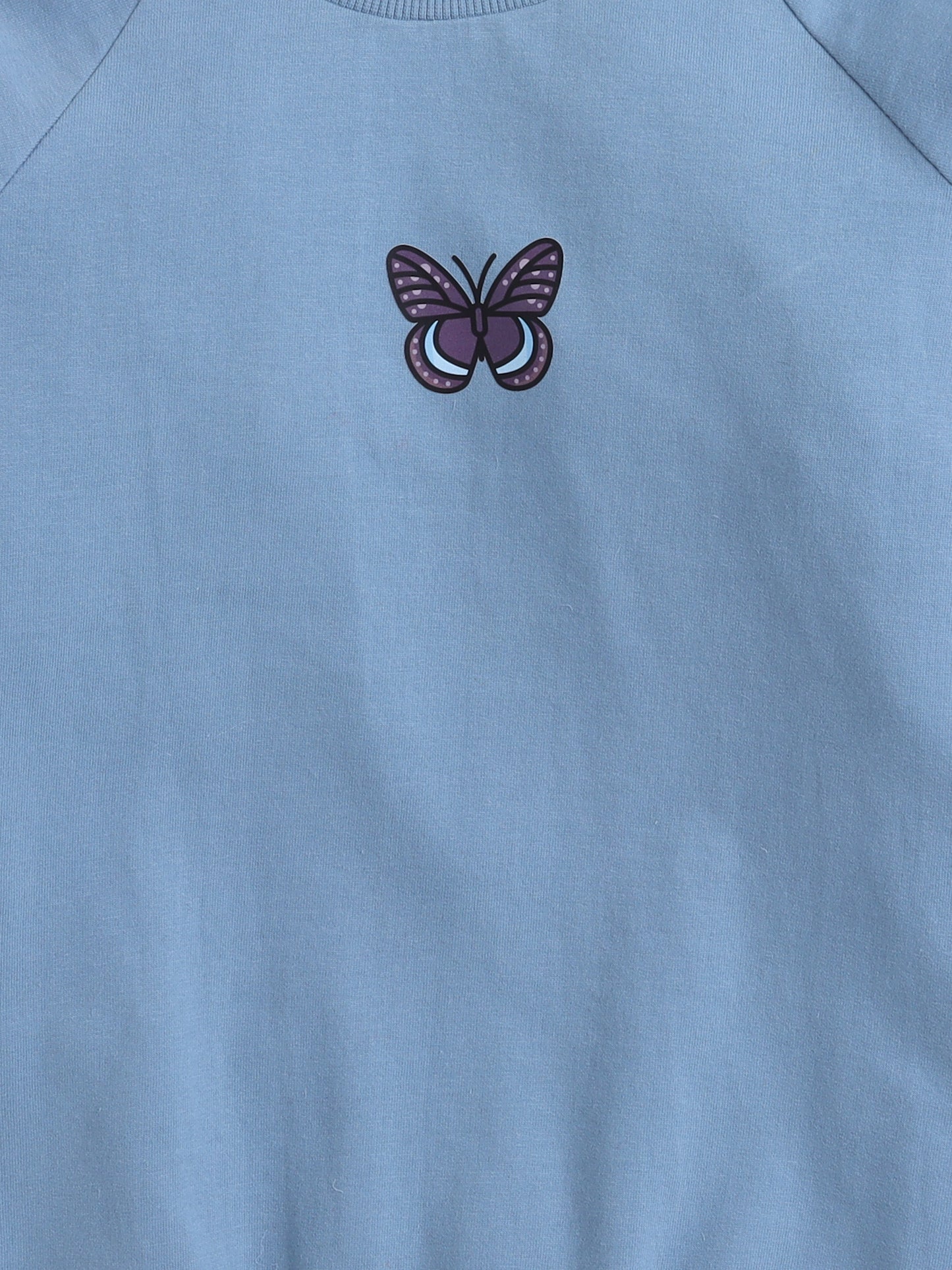 Full Sleeves Frill Detailed Butterfly Printed Sweatshirt
