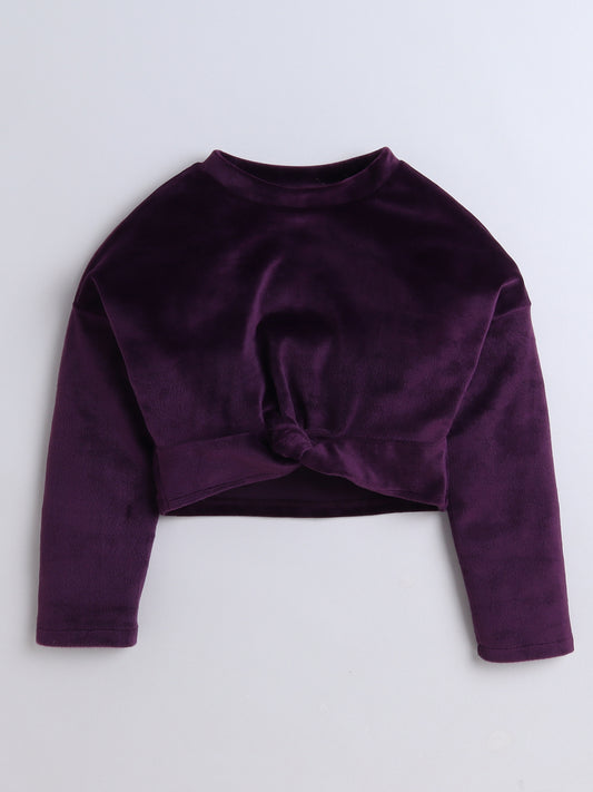 Full Sleeves Front Knot Super Soft Crop Top