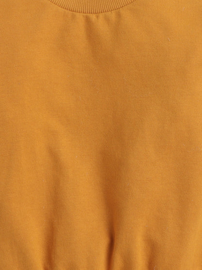 Pack Of 2 Cotton Terry Full Sleeves Solid Sweatshirts- Mustard & Green