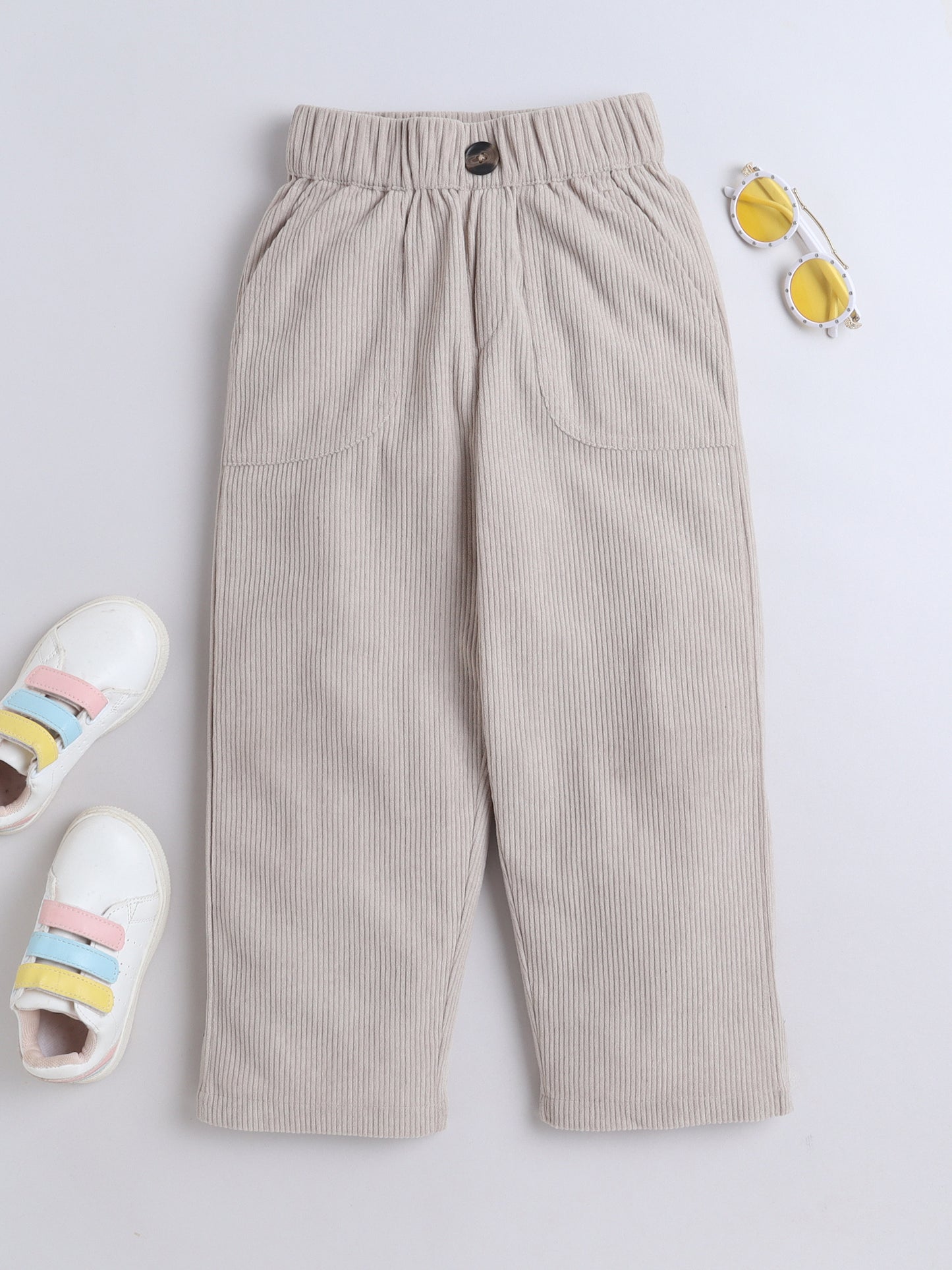 Corduroy 2 Side Pocket And 1 Back Pocket Trouser-Beige