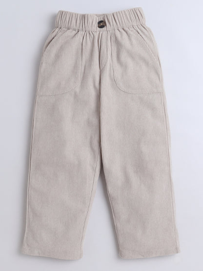 Corduroy 2 Side Pocket And 1 Back Pocket Trouser-Beige