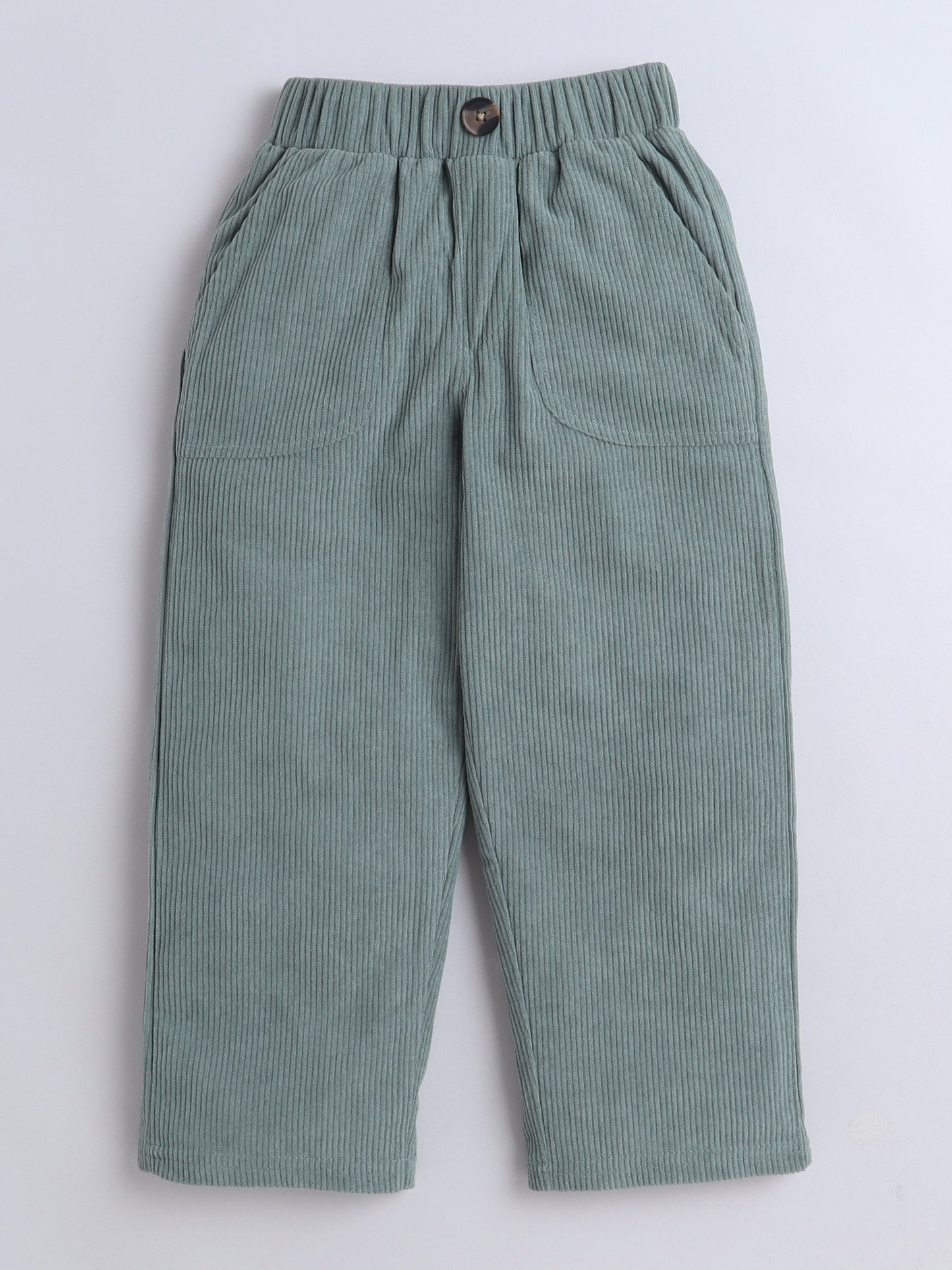Corduroy 2 Side Pocket And 1 Back Pocket Trouser-Green