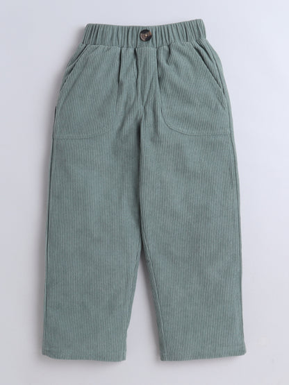 Corduroy 2 Side Pocket And 1 Back Pocket Trouser-Green