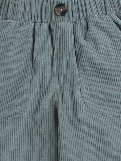 Corduroy 2 Side Pocket And 1 Back Pocket Trouser-Green
