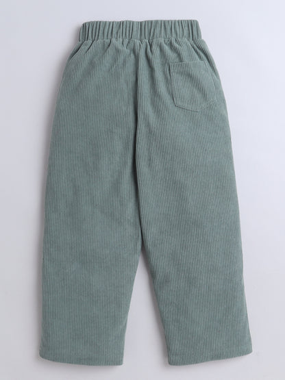 Corduroy 2 Side Pocket And 1 Back Pocket Trouser-Green