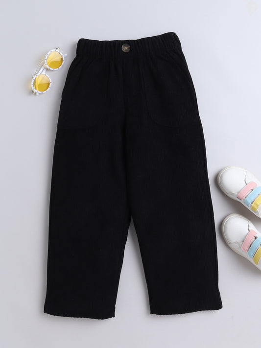 Corduroy 2 Side Pocket And 1 Back Pocket Trouser-Black