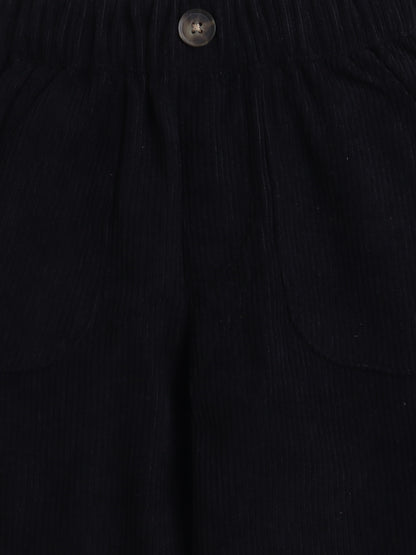 Corduroy 2 Side Pocket And 1 Back Pocket Trouser-Black