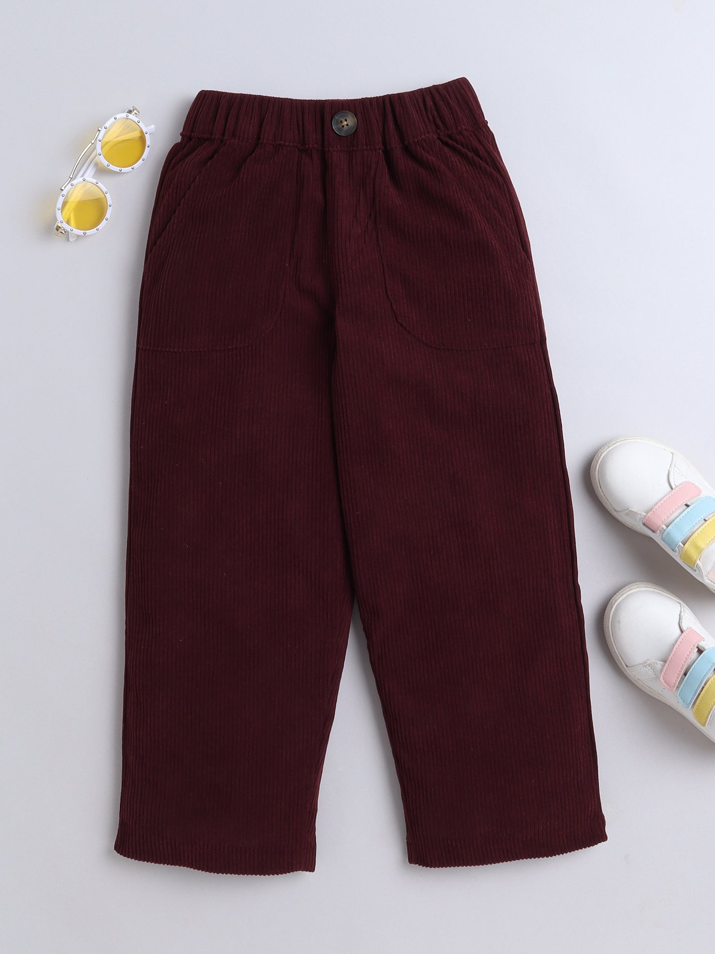 Corduroy 2 Side Pocket And 1 Back Pocket Trouser-Maroon