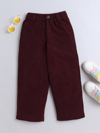 Corduroy 2 Side Pocket And 1 Back Pocket Trouser-Maroon