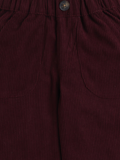 Corduroy 2 Side Pocket And 1 Back Pocket Trouser-Maroon