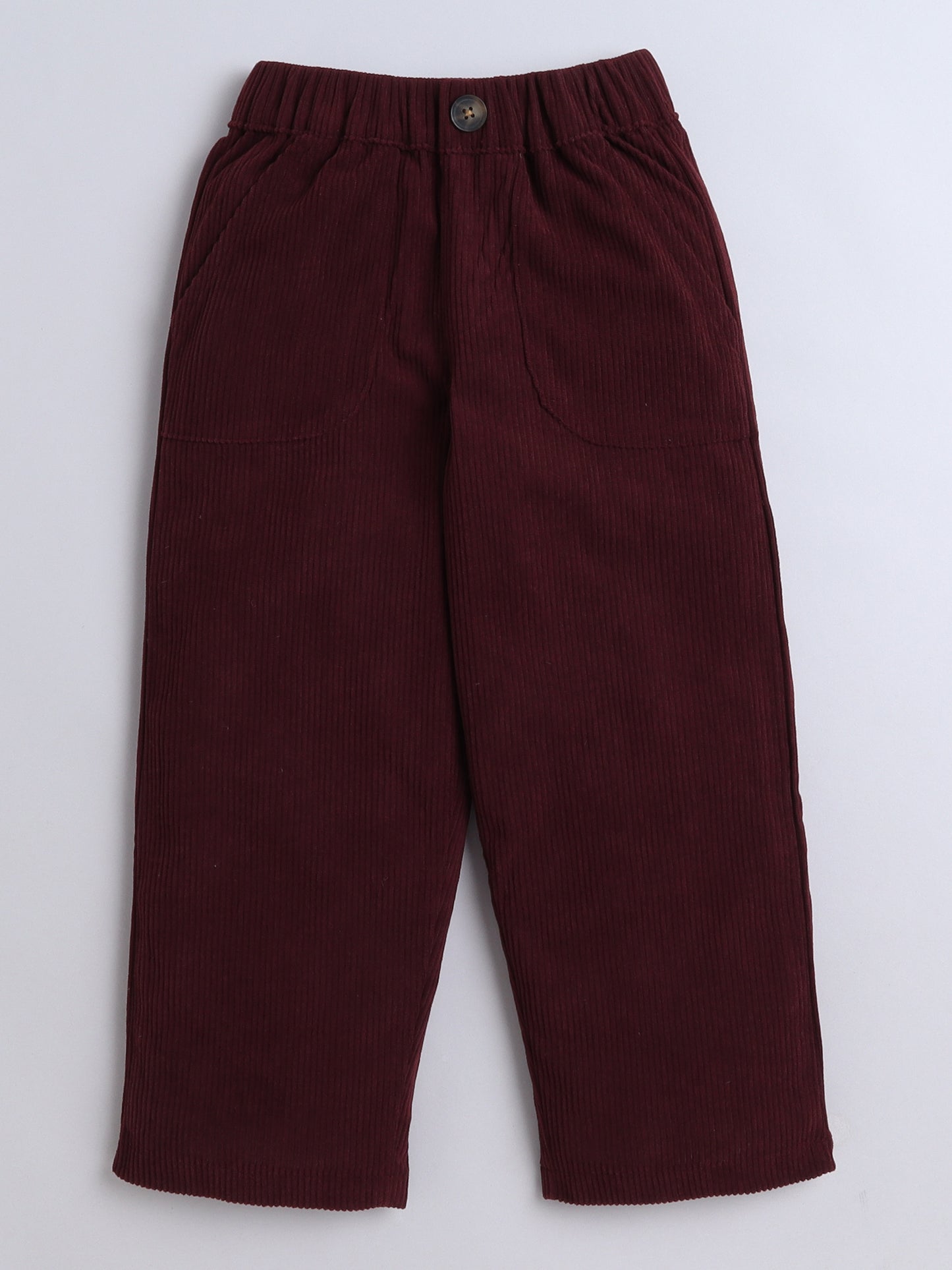 Corduroy 2 Side Pocket And 1 Back Pocket Trouser-Maroon