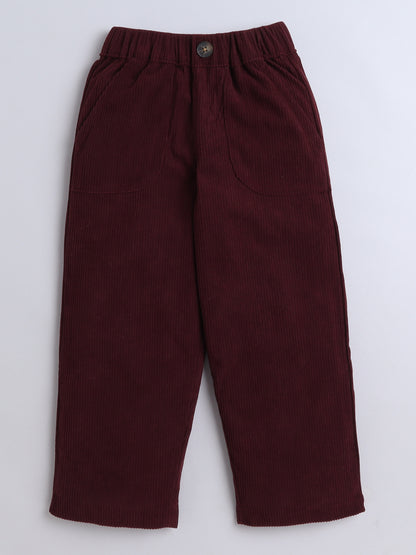 Corduroy 2 Side Pocket And 1 Back Pocket Trouser-Maroon
