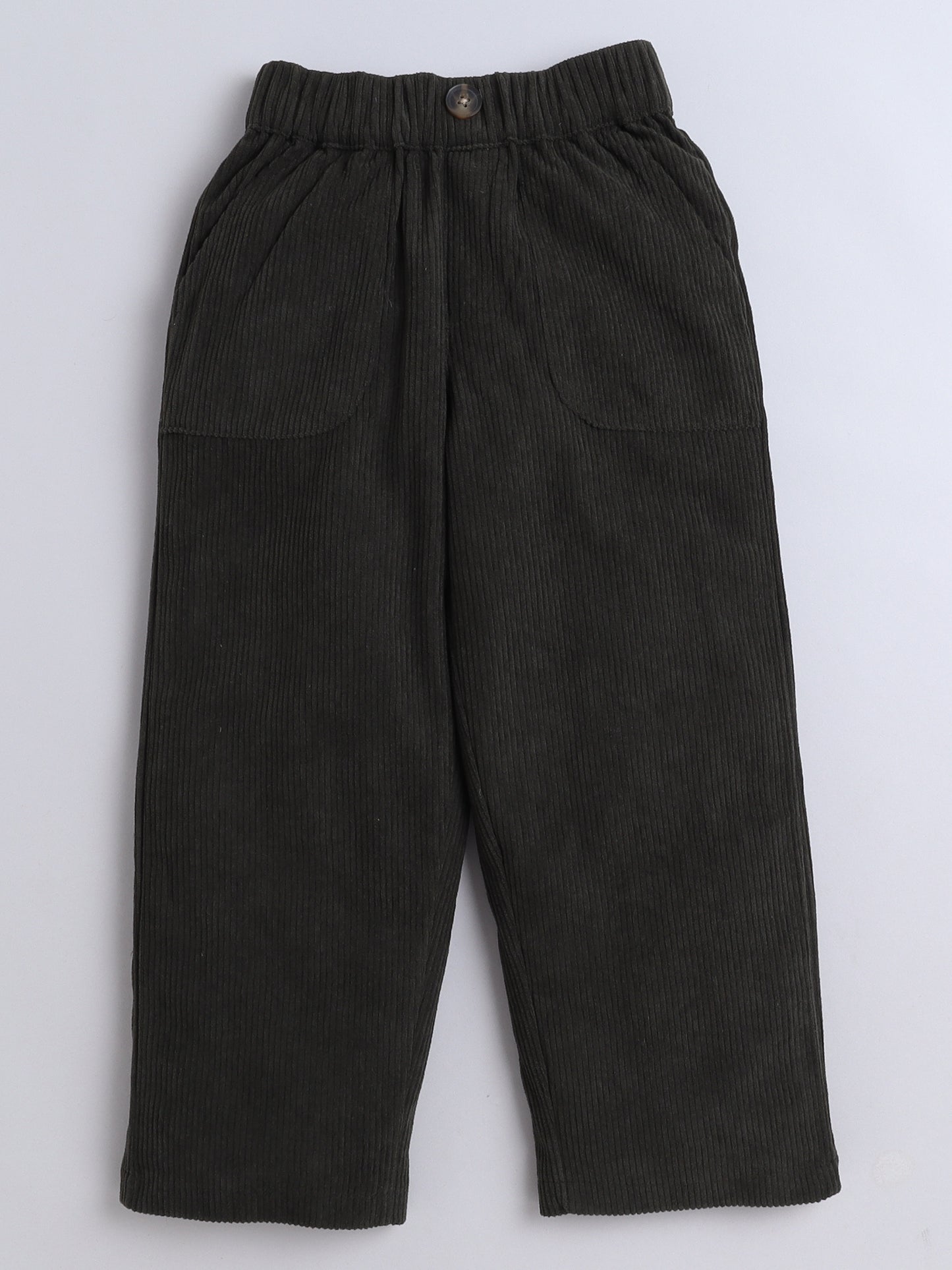 Corduroy 2 Side Pocket and 1 Back Pocket Trouser-Green