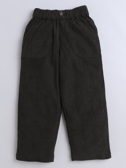 Corduroy 2 Side Pocket and 1 Back Pocket Trouser-Green