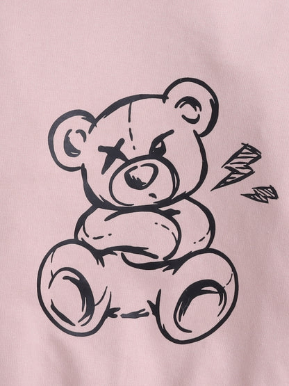 Cotton Terry Full Sleeves Teddy Bear Printed Sweatshirt With Coordinating Joggers Set