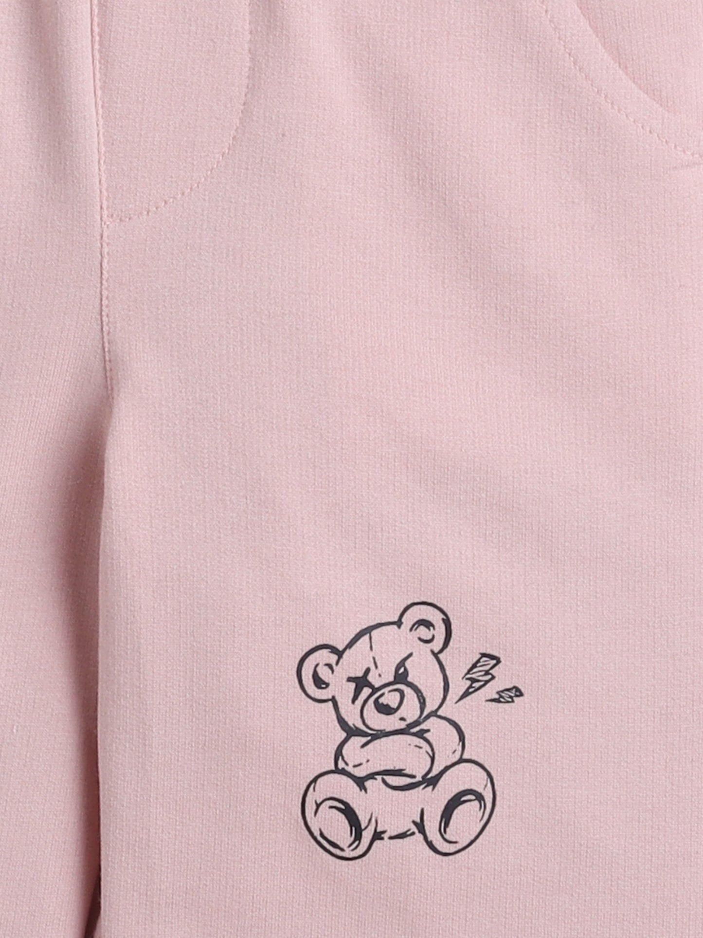 Cotton Terry Full Sleeves Teddy Bear Printed Sweatshirt With Coordinating Joggers Set