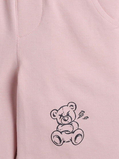 Cotton Terry Full Sleeves Teddy Bear Printed Sweatshirt With Coordinating Joggers Set