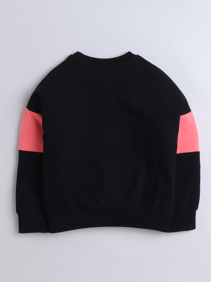 Cotton Terry Full Sleeves Colour Blocked Sweatshirt With Solid Pajama