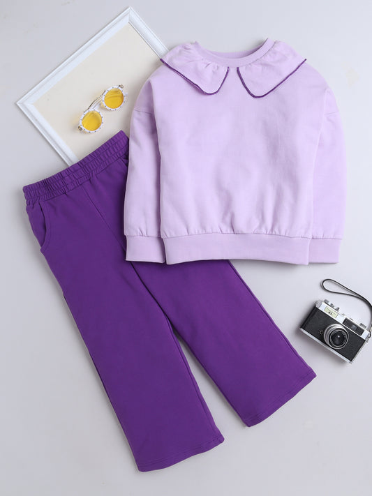 Cotton Terry Full Sleeves Solid Sweatshirt With Pajama Set
