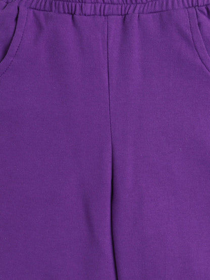 Cotton Terry Full Sleeves Solid Sweatshirt With Pajama Set