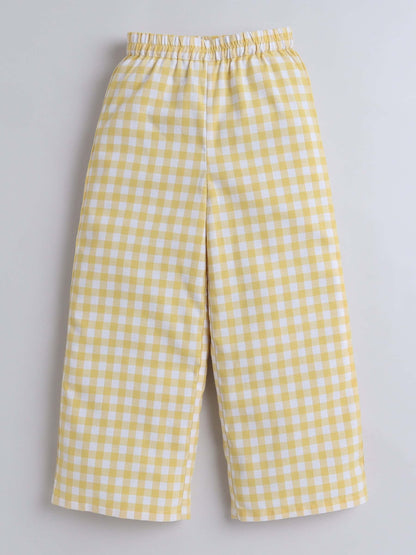Girls Yellow Check Frill Top & Bottom Set – Playful & Trendy - Pure, Chemical-Free Kidswear
